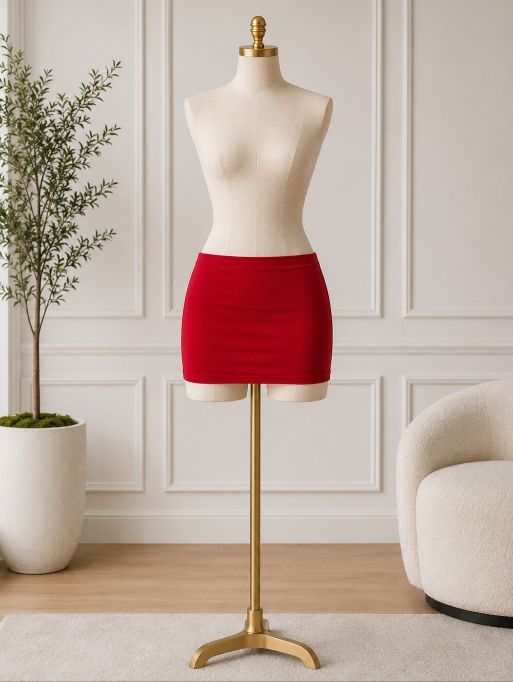 Naked Wardrobe Rouge Red Stretch Mini Skirt XS